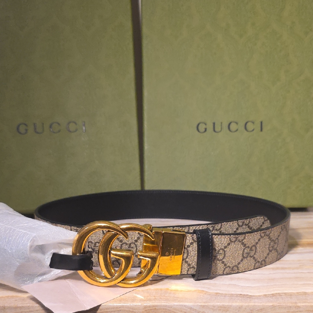 Gucci Beige And Gold Belt